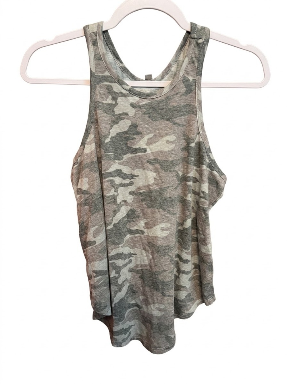 Chaser Camo Ruffle Racerback Tank Top